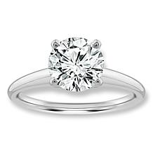 Bright Halo Lab Grown Diamonds 14K Gold 2ct Round Cut Solitaire Ring