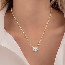 Bright Halo Lab Grown Diamonds 14K Gold 3/4ctw Halo Pendant with Chain