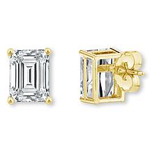 Bright Halo Lab Grown Diamonds 14K Gold 4ctw Emerald-Cut Stud Earrings
