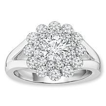 Bright Halo Lab Grown Diamonds 14K White Gold 2ctw Pavé Floral Ring