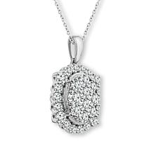 Bright Halo Lab Grown Diamonds 1.50ctw Oval Halo Cluster Pendant
