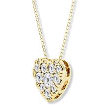 Bright Halo Lab Grown Diamonds 1ctw Heart Pendant with Chain
