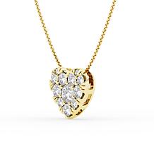 Bright Halo Lab Grown Diamonds 1ctw Heart Pendant with Chain