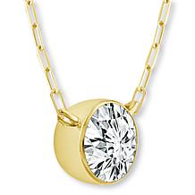 Bright Halo Lab Grown Diamonds 1ctw Round Solitaire Drop Necklace