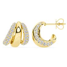 Bright Halo Lab Grown Diamonds 2.5ctw 3-Row Pavé Hoop Earrings
