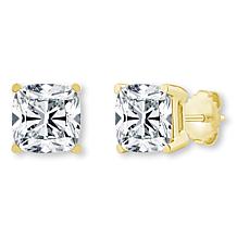 Bright Halo Lab Grown Diamonds 2ctw Cushion-Cut 14K Gold Stud Earrings