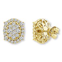 Bright Halo Lab Grown Diamonds 2ctw Oval Cluster Stud Earrings