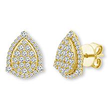 Bright Halo Lab Grown Diamonds 2ctw Pear Halo Cluster Stud Earrings