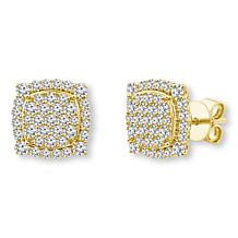 Bright Halo Lab Grown Diamonds 2ctw Square Cluster Stud Earrings
