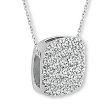 Bright Halo Lab Grown Diamonds .52ctw Pavé Cushion Pendant with Chain