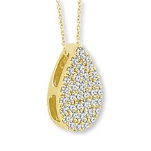 Bright Halo Lab Grown Diamonds .53ctw Pavé Pear Pendant with Chain
