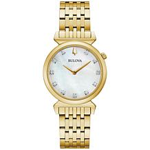 Bulova Goldtone Women's Diamond Marker Bracelet Watch