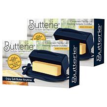 Butterie 2-pack Flip-Top Butter Dish with Matching Spreader & Tongs