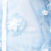 C Wonder 3D Applique Tulle Button-Front Tunic Top