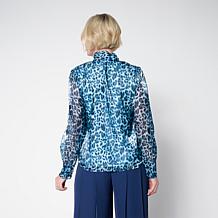 C Wonder by Christian Button-Down Necktie Blouse