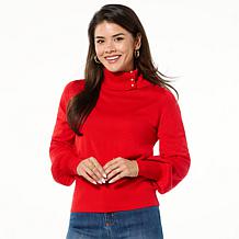 C Wonder by Christian Siriano Button Collar Turtleneck Sweater