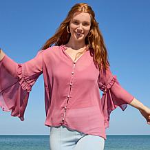 C Wonder by Christian Siriano Chiffon Drama Top