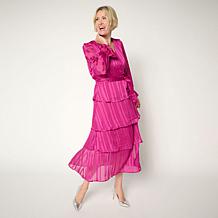 ウェア Nina Nina Leonard Printed V-Neck Smocked Waist Maxi Dress | HSN