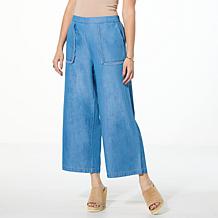 C Wonder by Christian Siriano Denim Shirting Wide-Leg Pant