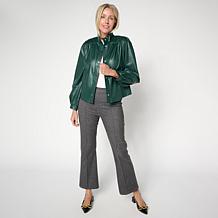 C Wonder by Christian Siriano Faux Leather Puff Sleeve Cropped Jacket