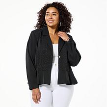 C Wonder by Christian Siriano Hot Fix Crystal-Detailed Peplum Blazer