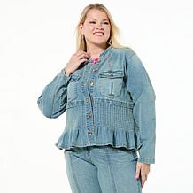 C Wonder by Christian Siriano Pleated Denim Jacket