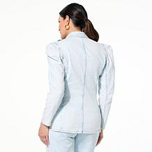 C Wonder by Christian Siriano Puff-Shoulder Denim Blazer