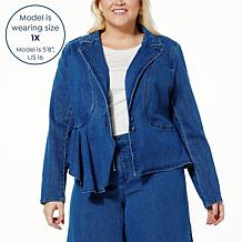 C Wonder by Christian Siriano Ruffle Denim Blazer