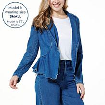 C Wonder by Christian Siriano Ruffle Denim Blazer