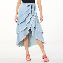 C Wonder by Christian Siriano Runway Collection Denim Wrap Skirt