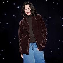 C Wonder Casual Velvet Ruffle Blazer