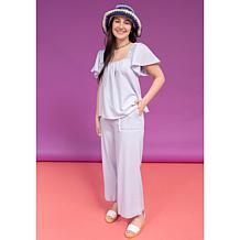 C Wonder Denim Shirting Wide-Leg Pant