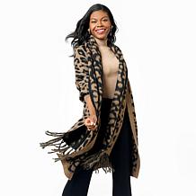 C Wonder Jacquard Knit Coatigan Topper with Scarf