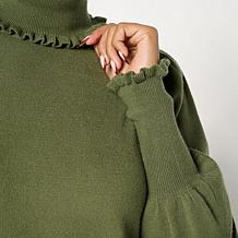 C Wonder Luxe Blouson Sleeve Turtleneck Sweater