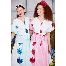 C Wonder Poplin Puff Sleeve Midi Dress