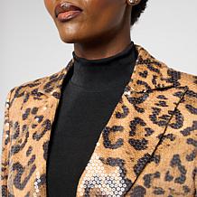 C Wonder Printed Sequin Blazer