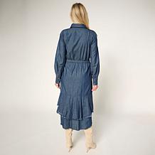C Wonder Ruffled Denim Dress