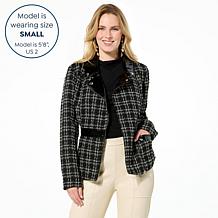 C Wonder Tweed and Faux Leather Moto Jacket