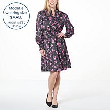 C Wonder Washed Satin Puff Sleeve Tiered Dress