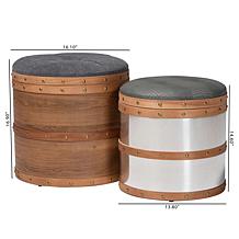 Caleb Fabric and Faux Leather Upholstered 2-Piece Storage Ottoman Set