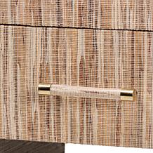 Callan Bohemian Nightstand with Woven Grasscloth