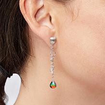 Canadian Ammolite Gems Ammolite and Blue Topaz Dangle Drop Earrings