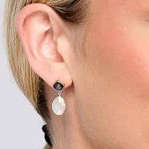 Canadian Ammolite Gems Ammolite and Keshi Pearl Drop Earrings