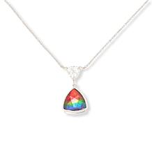 Canadian Ammolite Gems Ammolite and White Topaz Drop Necklace