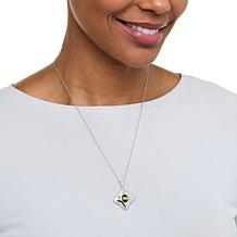 Canadian Ammolite Gems Ammolite and White Topaz Flower Pendant