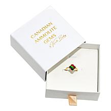 Canadian Ammolite Gems Ammolite Triplet Gold-Plated Clover-Shaped Ring