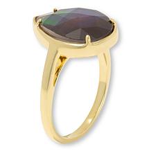 Canadian Ammolite Gems Multicolor Pear-Shape Ring