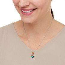 Canadian Ammolite Gems Oval Ammolite and Multigem Pendant with Chain