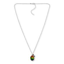 Canadian Ammolite Gems Oval Ammolite and Multigem Pendant with Chain