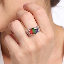 Canadian Ammolite Gems Sterling Silver Ammolite Filigree Band Ring